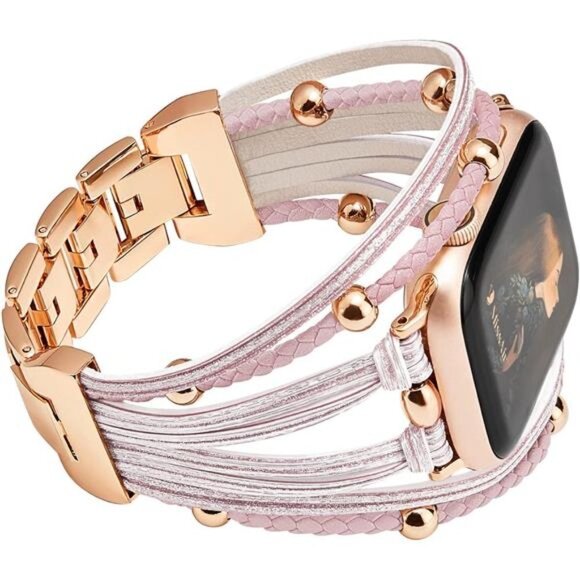 NEW Pink Boho Beaded Luxury Apple Watch Band
